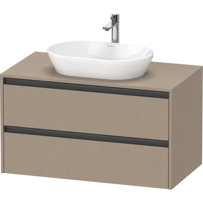 Duravit Ketho 2 wastafelonderbouwkast incl. consoleplaat met 2 laden 100x55x56.8cm met handgrepen antraciet Linnen mat