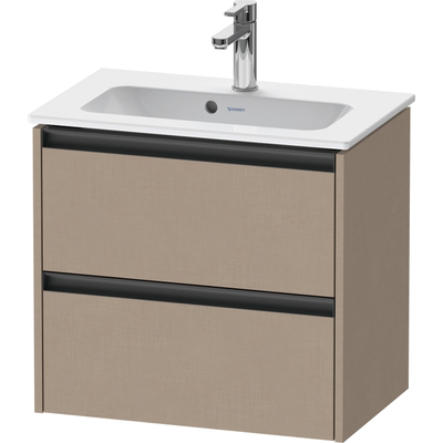 Duravit Ketho 2 wastafelonderbouwkast met 2 laden 61x39x54.9cm met grepen antraciet Linnen mat