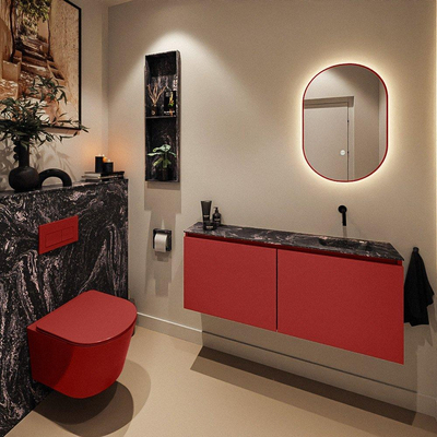 MONDIAZ TURE-DLUX 120cm toiletmeubel Fire. EDEN wastafel Lava positie rechts. Zonder kraangat.