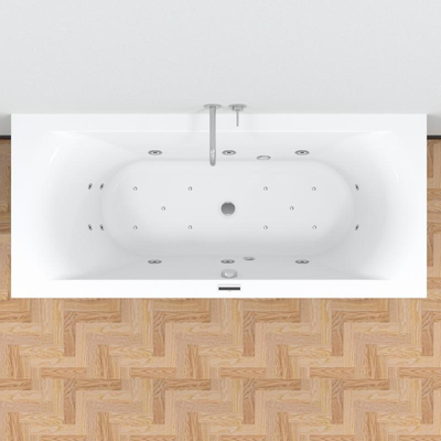 Riho Easypool 3.1 Lima whirlpoolbad rechts 190x90cm hydro 6+4+2 aero 10 colour speaker touch bediening inclusief poten en afvoer wit