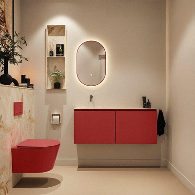MONDIAZ TURE-DLUX 120cm toiletmeubel Fire. EDEN wastafel Frappe positie links. Zonder kraangat.