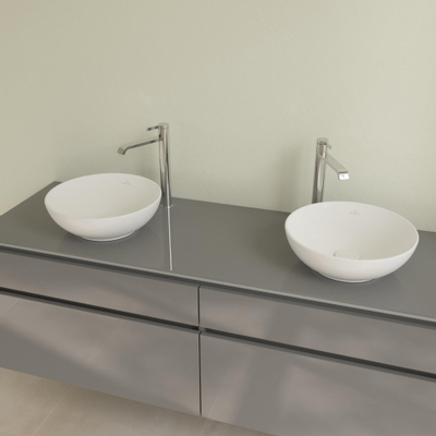 Villeroy & Boch Loop & friends opzetwastafel 38cm rond met overloop CeramicPlus stone white