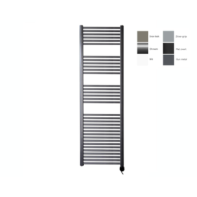 Sanicare electrische design radiator 172 x 60 cm. Gun metal met thermostaat zwart (rechtsonder)
