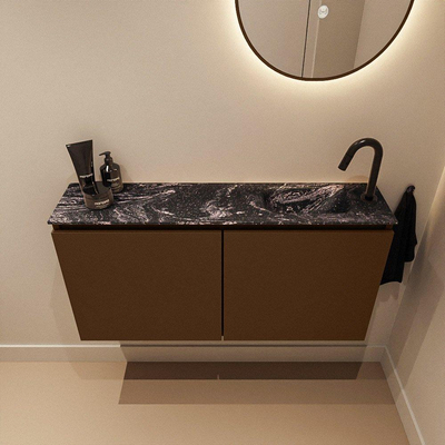 MONDIAZ TURE-DLUX 100cm toiletmeubel Rust. EDEN wastafel Lava positie rechts. Met 1 kraangat.