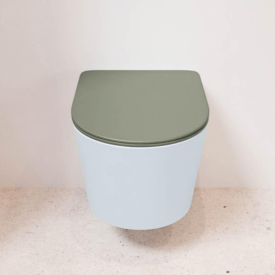 MONDIAZ LAVIE wandclosetpack - 36x53cm - diepspoel - rimless - clay (blauw) - softclose - quick-release - toiletzitting - Army (groen)