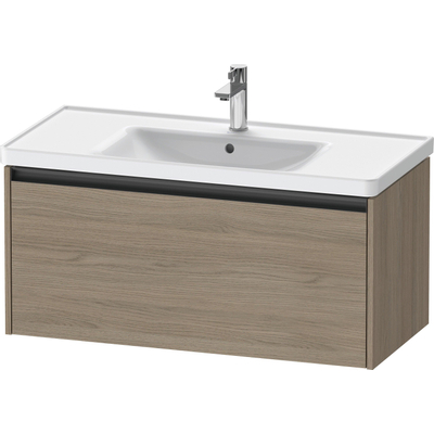 Duravit Ketho 2 wastafelonderbouwkast met 1 lade 98.4x45.5x44cm met greep antraciet eiken terra mat