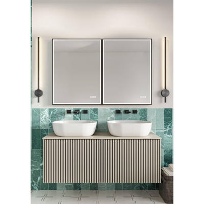 Crosswater MPRO spiegel met verlichting - 80x60cm - LED - verticaal/horizontaal - mat zwart