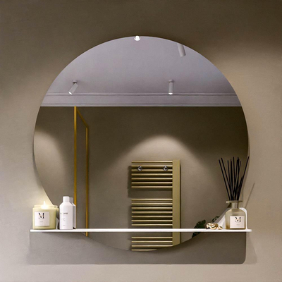 Mondiaz SPOT Badkamerspiegel - rond 110cm - spiegelplanchet - kleur Talc