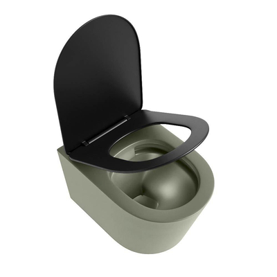 MONDIAZ LAVIE wandclosetpack - 36x53cm - diepspoel - rimless - Army (groen) - softclose - quick-release - toiletzitting - Urban (zwart)