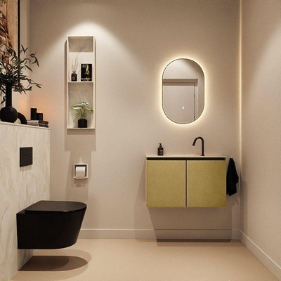 MONDIAZ TURE-DLUX 80cm toiletmeubel Oro. EDEN wastafel Ostra positie midden. Met 1 kraangat.