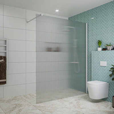 Fortifura Galeria inloopdouche - 160x200cm - ribbelglas - wandarm - mat wit