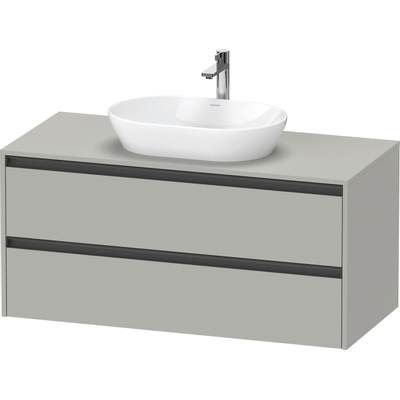 Duravit Ketho 2 wastafelonderbouwkast incl. consoleplaat met 2 laden 120x55x56.8cm met handgrepen antraciet betongrijs mat