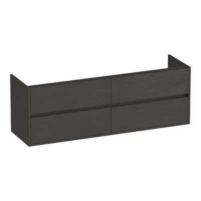 BRAUER Adore wastafelonderkast - 160x46x55cm - 4 softclose lades - greeploos - 2 sifon uitsparingen - Timber Anthracite