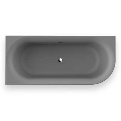 Plieger Kansas Hoekbad - 180x80x60cm - hoek links - met slotoverloop - met af- en overloopgarnituur - met poten - acryl - cement grijs