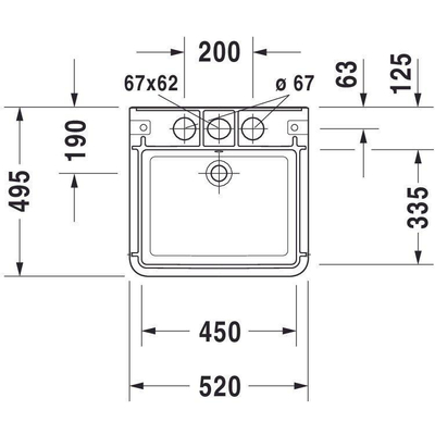 Duravit Durastyle wastafel 52x49,5cm 3 kr.gat met overloop wit