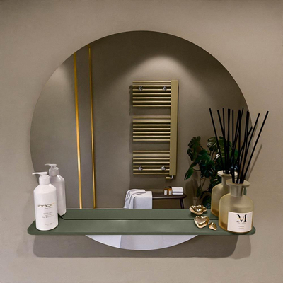 Mondiaz SPOT Badkamerspiegel - rond 70cm - spiegelplanchet - kleur Army