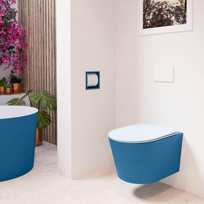 MONDIAZ LAVIE wandclosetpack - 36x53cm - diepspoel - rimless - Jeans (blauw) - softclose - quick-release - toiletzitting - clay (blauw)