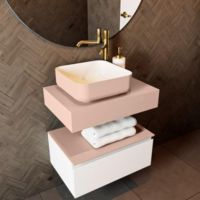 Mondiaz TOP 23 Topblad - 40x23.5x12cm - geschikt voor afdekplaat - Solid surface - Rosee