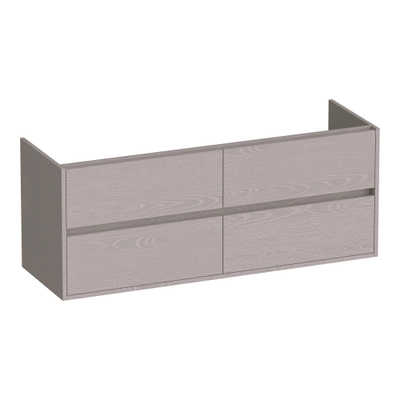 BRAUER Adore wastafelonderkast - 140x46x55cm - 4 softclose lades - greeploos - 2 sifon uitsparingen - Timber Greige