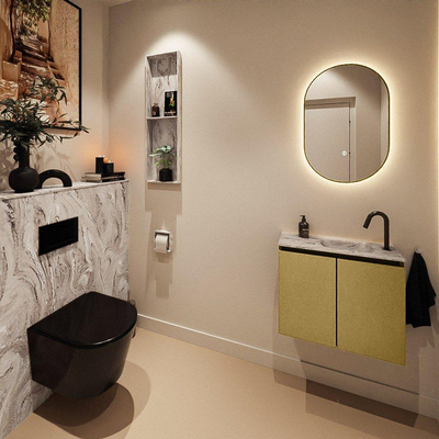 MONDIAZ TURE-DLUX 60cm toiletmeubel Oro. EDEN wastafel Glace positie rechts. Met 1 kraangat.