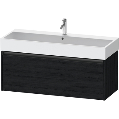 Duravit Ketho 2 wastafelonderbouwkast met 1 lade voor enkele wastafel 118.4x46x44cm met greep antraciet eiken zwart mat