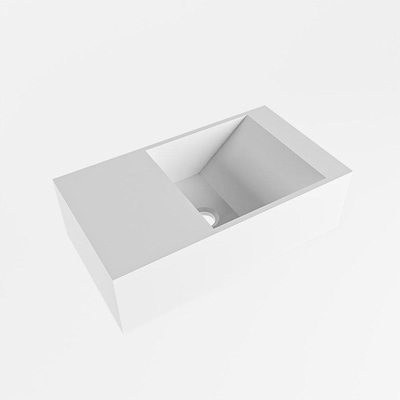 Mondiaz TYNE Fonteinset - 40x23x12cm - wasbak rechts - 0 kraangaten - solid surface Talc mat