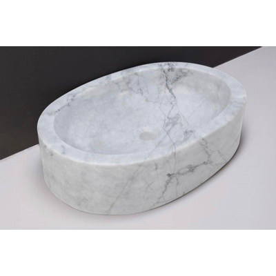 Forzalaqua Firenze waskom 50x30x12cm Ovaal Natuursteen Carrara gepolijst SHOWROOMMODEL