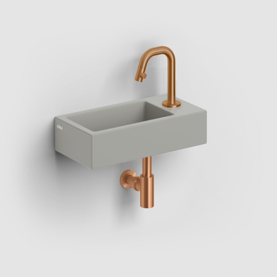 Clou Flush 3 fontein 36x18cm met kraangat rechts mat grijs keramiek