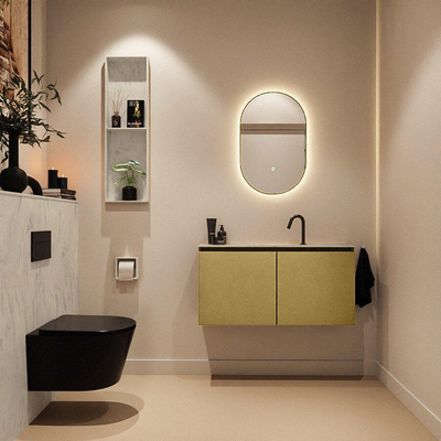 MONDIAZ TURE-DLUX 100cm toiletmeubel Oro. EDEN wastafel Opalo positie midden. Met 1 kraangat.