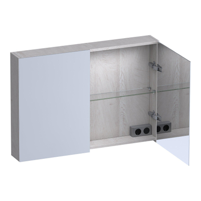 BRAUER Impress Deluxe spiegelkast - 100x70x15cm - interne en externe verlichting - 2 dubbelzijdige spiegeldeuren - Forest Seashell