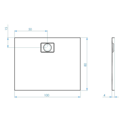 Xenz Flat douchevloer 100x80x4cm rechthoek Acryl Wit