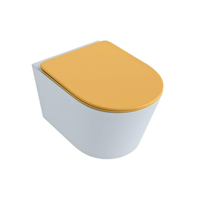 MONDIAZ LAVIE wandclosetpack - 36x53cm - diepspoel - rimless - clay (blauw) - softclose - quick-release - toiletzitting - Ocher (geel)