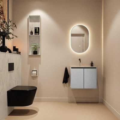 MONDIAZ TURE-DLUX 60cm toiletmeubel Plata. EDEN wastafel Opalo positie links. Zonder kraangat.