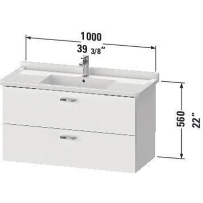 Duravit XBase Wastafelonderkast 100x46.8x56cm Standaard greep met softclose spaanplaat Grafiet Mat