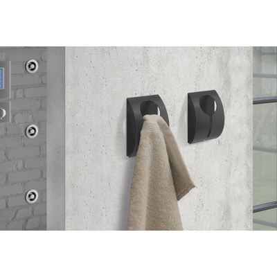 Zack Peco handdoekhouder - zelfklevend - zwart