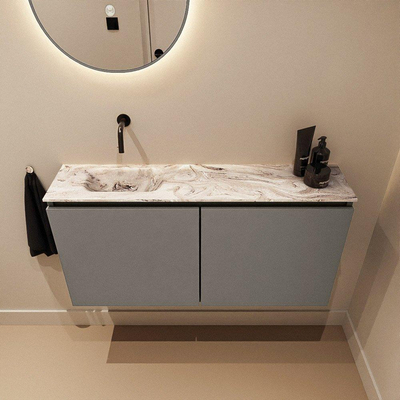 MONDIAZ TURE-DLUX 100cm toiletmeubel Smoke. EDEN wastafel Glace positie links. Zonder kraangat.