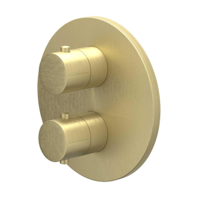 IVY Bond Afbouwdeel - voor Inbouwthermostaat - 3-weg stop-omstel - rond rozet - Geborsteld mat goud PVD