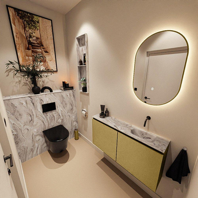 MONDIAZ TURE-DLUX 100cm toiletmeubel Oro. EDEN wastafel Glace positie rechts. Zonder kraangat.