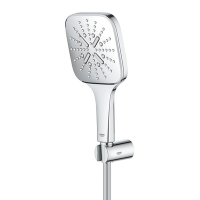 GROHE Rainshower SmartActive 130 Cube Handdoucheset - 3 straalsoorten - vierkant - met houder - gladde slang - 150cm - chroom
