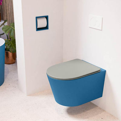 MONDIAZ LAVIE wandclosetpack - 36x53cm - diepspoel - rimless - Jeans (blauw) - softclose - quick-release - toiletzitting - Smoke (grijs)