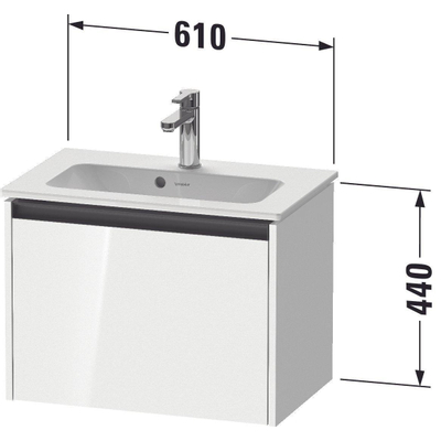 Duravit Ketho 2 wastafelonderbouwkast met 1 lade 61x39x44cm met greep antraciet basalt mat