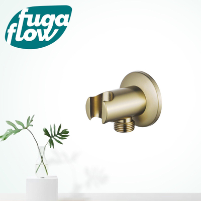 FugaFlow Eccelente Sobrado Badkamer Wandaansluitbocht - handdouchehouder - rozet rond - PVD - geborsteld messing