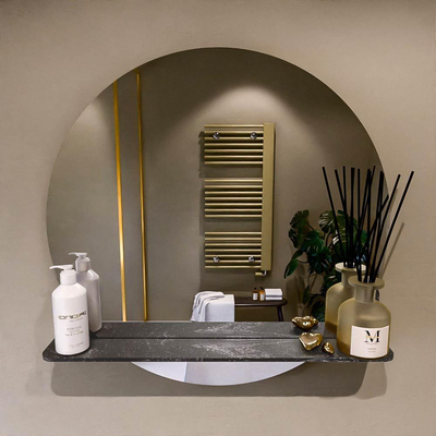 Mondiaz SPOT Badkamerspiegel - rond 70cm - spiegelplanchet - kleur Lava