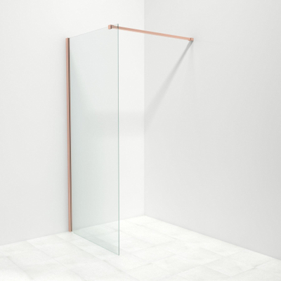 Saniclass Bellini inloopdouche 90x200cm met 8mm helder glas met koper profiel en stabilisatiestang