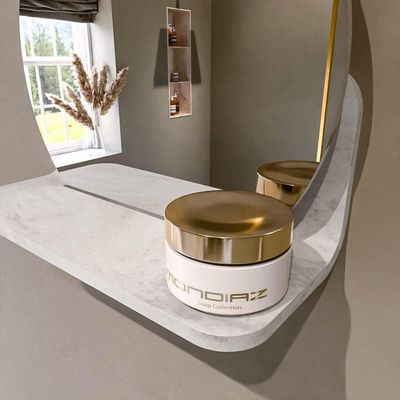 Mondiaz SPOT Badkamerspiegel - rond 30cm - spiegelplanchet - kleur Ostra