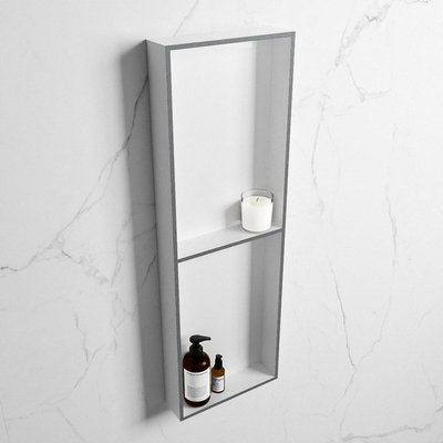 MONDIAZ EASY Nis - 149.5x29.5cm - geschikt voor in- of opbouw - 2 vakken - kleur Plata | Talc