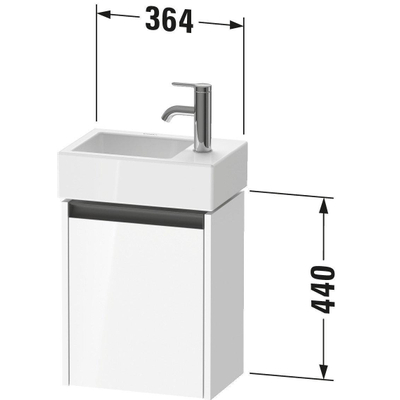 Duravit Ketho 2 wastafelonderbouwkast met 1 deur 36.4x23.8x44cm links, met greep antraciet betongrijs mat