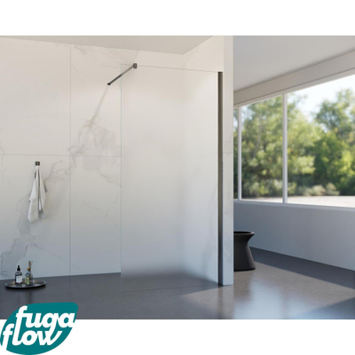 FugaFlow Eccelente Vetro inloopdouche badkamer - 40x200cm - mat glas - wandarm - gunmetal