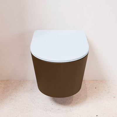 MONDIAZ LAVIE wandclosetpack - 36x53cm - diepspoel - rimless - Rust (bruin) - softclose - quick-release - toiletzitting - clay (blauw)