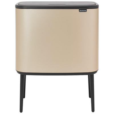 Brabantia Bo Touch Bin Afvalemmer - 3x11 liter - 3 kunststof binnenemmers - metallic gold